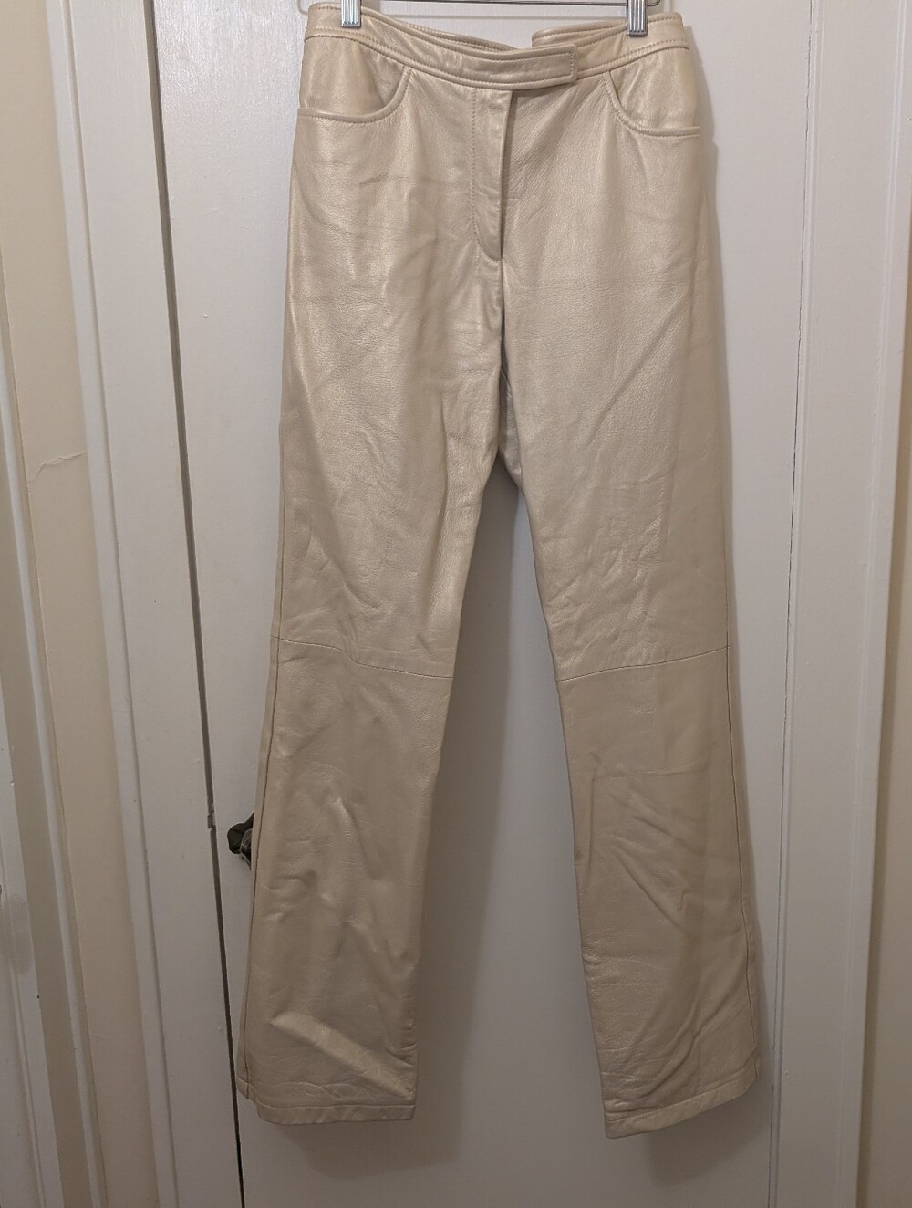 Y2K DKNY Champagne Leather Pants Size 10